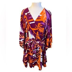 Bold Elements Faux Wrap Tropical Romper - 2X